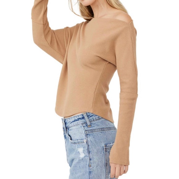 Free People We The Free Fuji Off The Shoulder Thermal Top Pale Camel - Picture 8 of 11